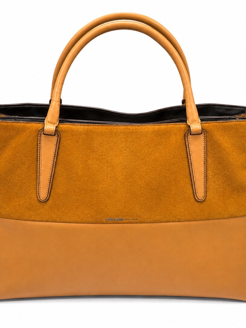 Coach Two-Tone Tan & Camel Suede Leather Tote - Picture 4 of 7